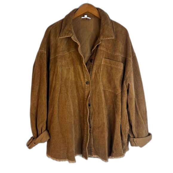 GeeGee Corduroy Chore Shirt Jacket Brown Button Front Field Utility Size 2X - Picture 1 of 11